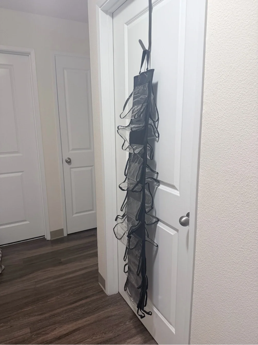 Black Hanging Organizer with Clear Pockets